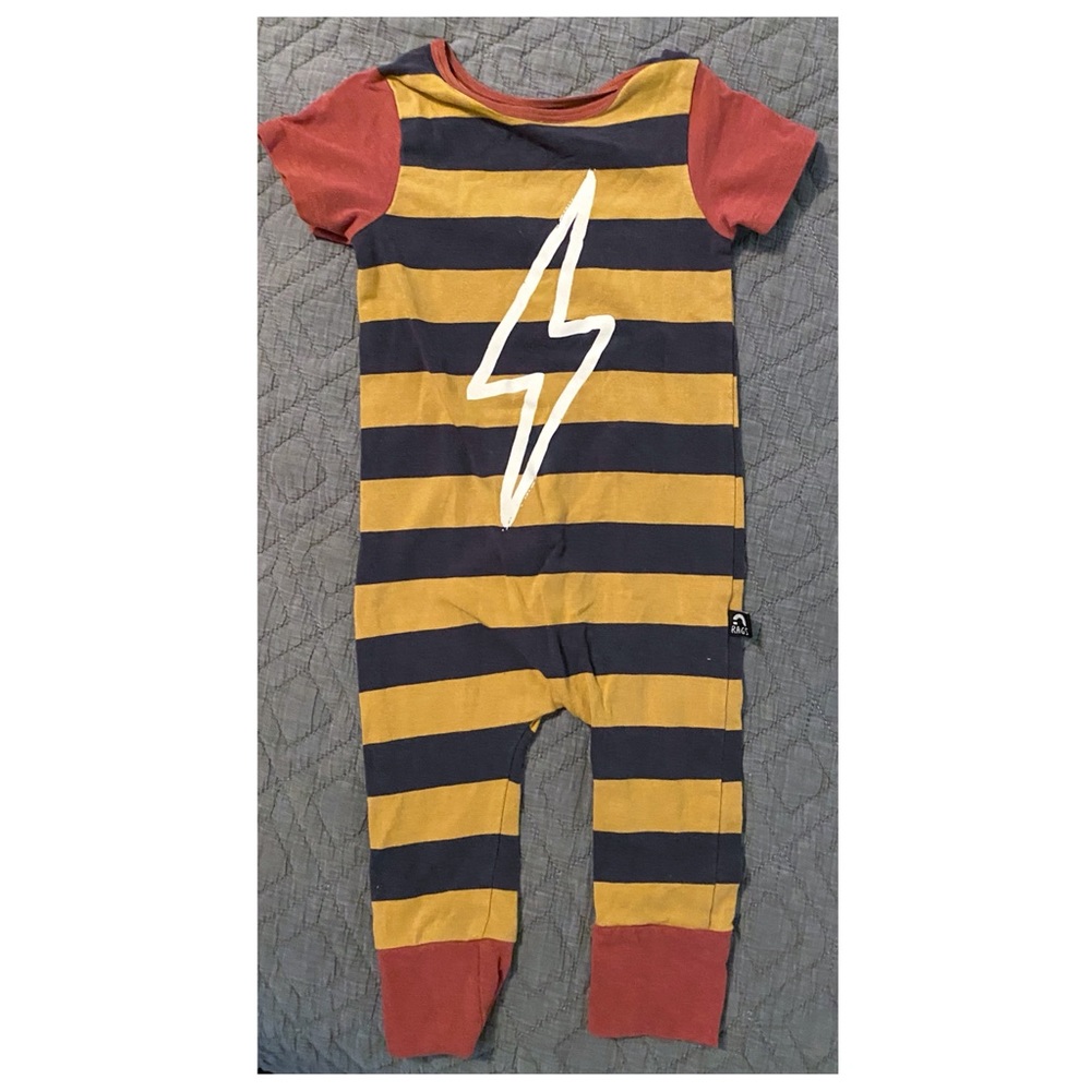 COPY - Rags To Raches 6-12 Mo Lightning Stripe Romper - So cute!